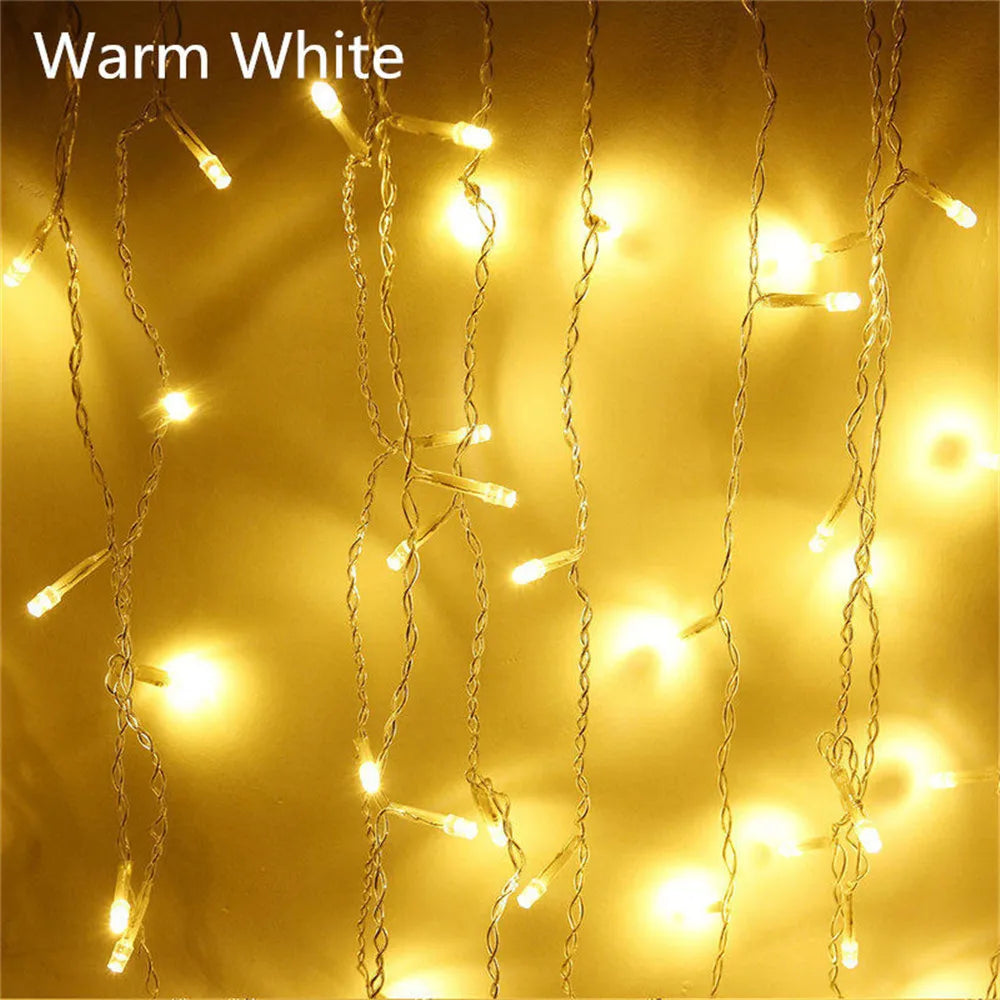 Christmas Lights Waterfall Outdoor Decoration 5M Droop 0.4-0.6m Led Lights Curtain String Lights Party Garden Eaves Decoration