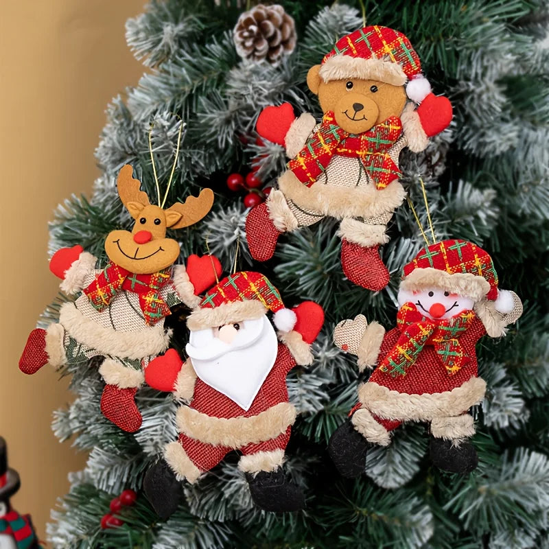 Festive 12pcs Christmas Ornaments Set - Santa, Snowman, Reindeer, Bear. Perfect for Holiday & Desk Decor.