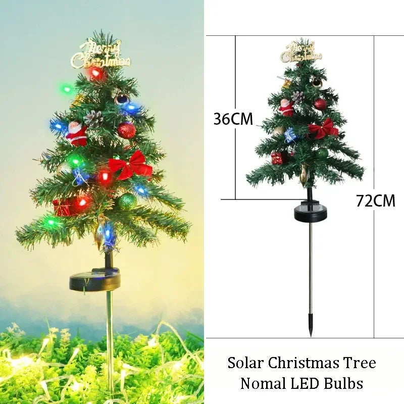 Christmas Tree LED Lights Solar Outdoor Decorative Lawn Garden Lamp Pathway Landscape Lighting for Holiday Festive Decor