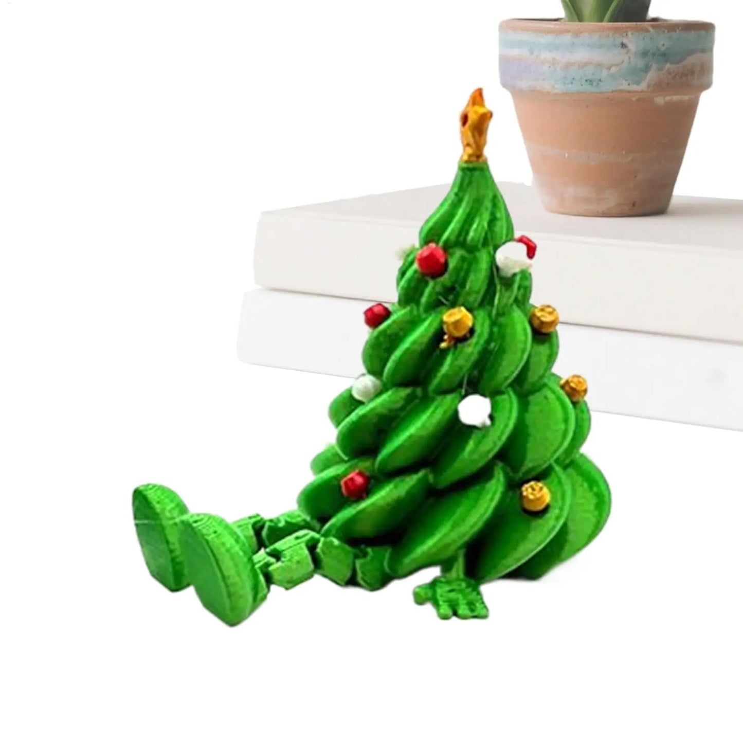 Mini Christmas Trees 3D Printed Toys Cute Figurines with Articulated Legs Statues Store Window Displays Christmas Festive Decor