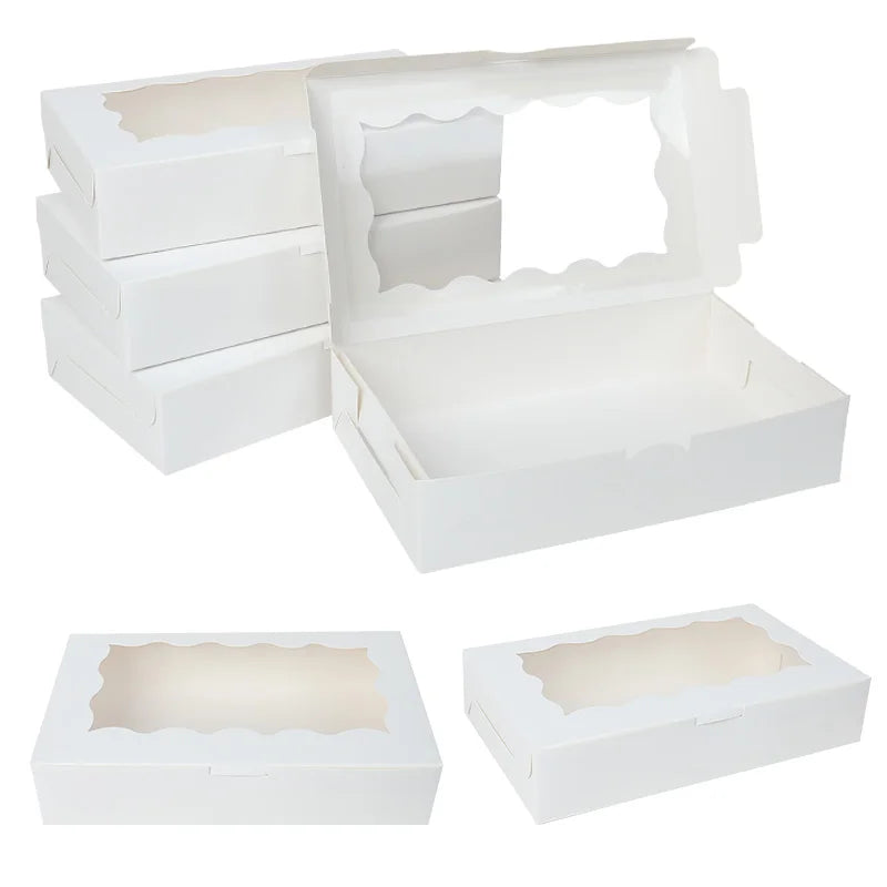 5-20pcs Gift Boxes With Window Birthday Party Chocolate Candy Cookie Gift Packaging Wedding Supplies Baby Shower Christmas Decor