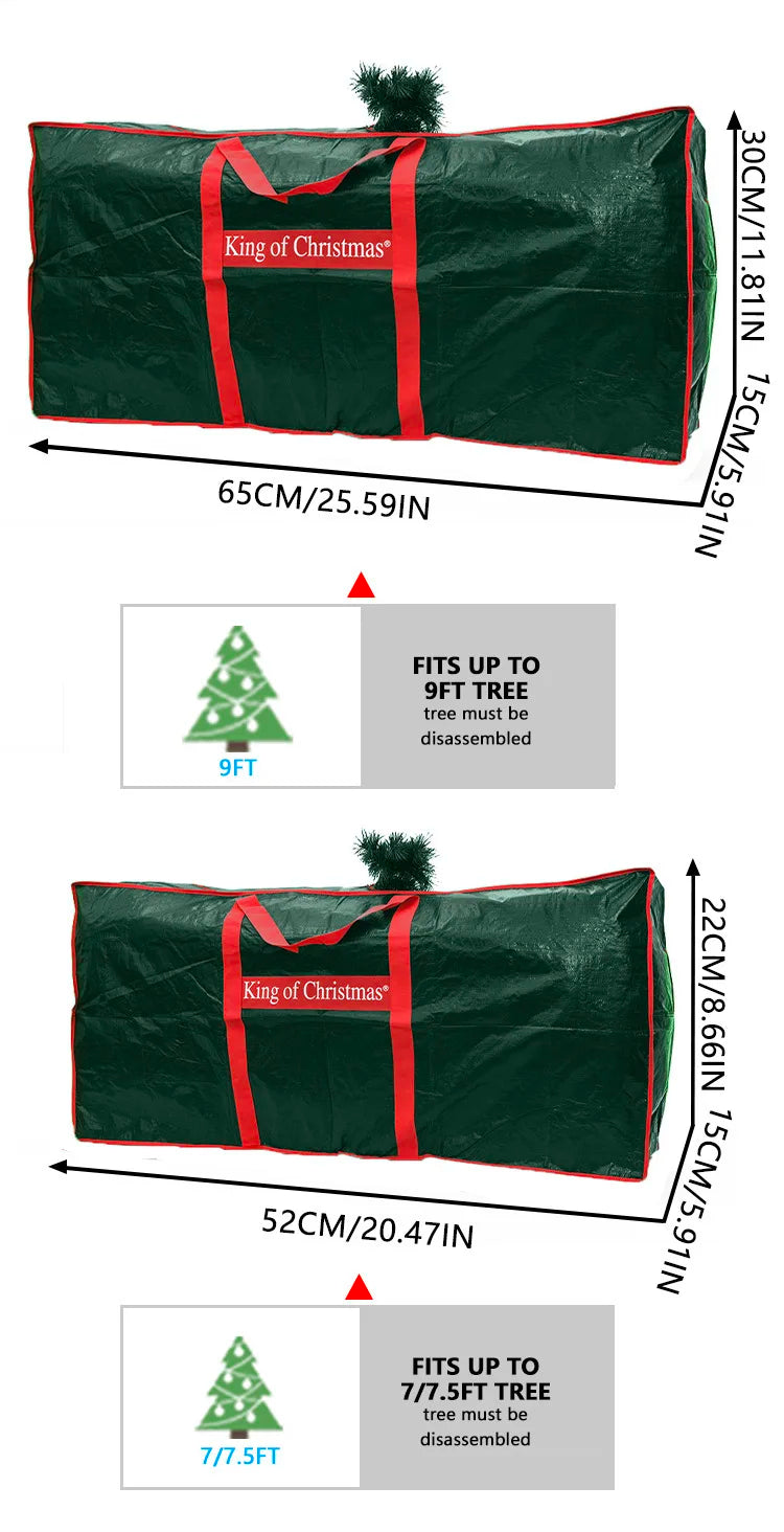 Christmas Tree Storage Bag Artificial Xmas Trees with Durable Reinforced Handles Dual Zipper Waterproof Protects From Dust-Green