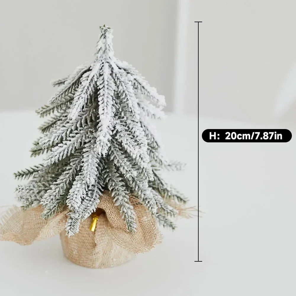 Christmas Tree Mini Desktop Decoration Plush Falling Snow PE Tree Holiday Scene Decoration 20cm Christmas Trees Home Decor