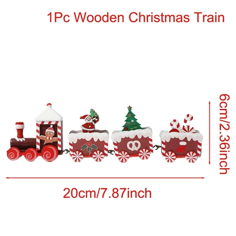 Christmas Tree Ornaments Wooden Train Christmas Decorations for Home Decor 2024 Navidad Noel Natal Gifts Happy New Year 2025