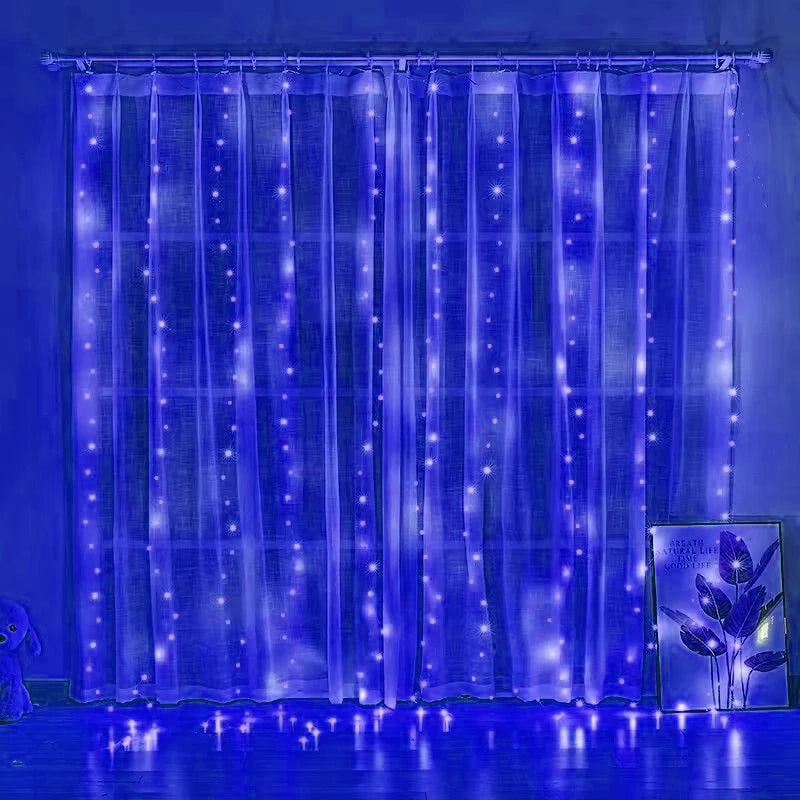 Christmas Lights Curtains for Windows Led Fairy New Year Lighting Room String Garland Usb Party Waterfalls Decorations Girls