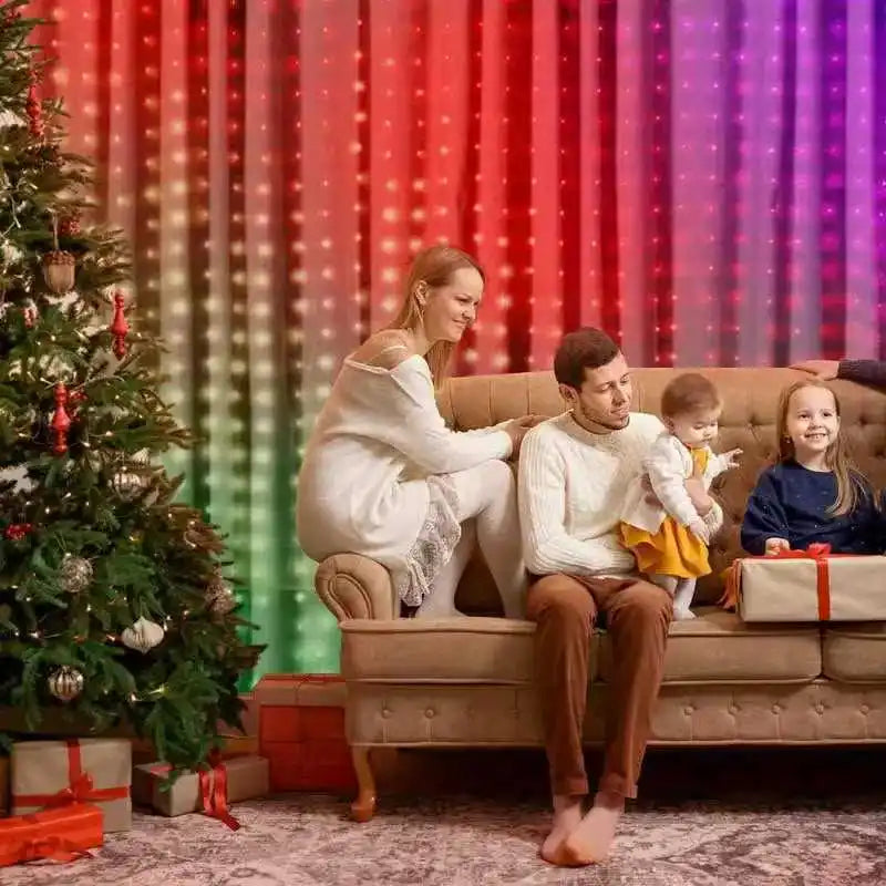 Christmas Lights Bluetooth Music App USB DC5V WS2812B Smart Led String Control RGBIC Curtain LED Addressable Party Decoration