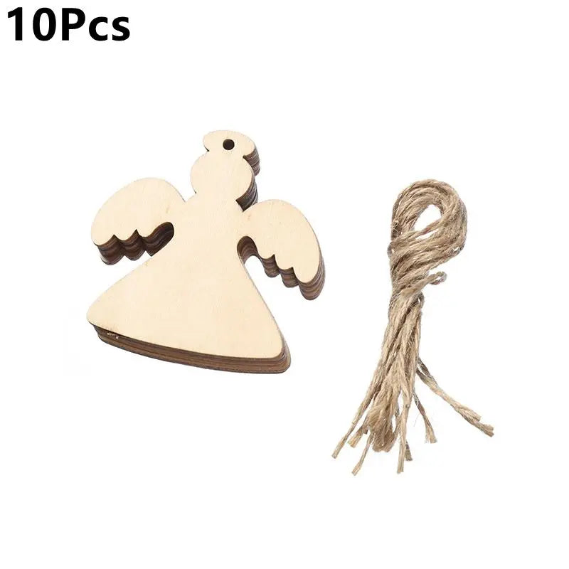 Christmas Wooden Ornaments Crafts Artificial Wooden Angel Snowman Christmas Tree Hanging Decoration DIY Home Party Gifts