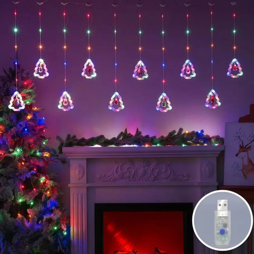 Christmas Led Decorative Lights Strip Star Curtain Lights Christmas Tree Lights String Festival Atmosphere Lights For Room Garde