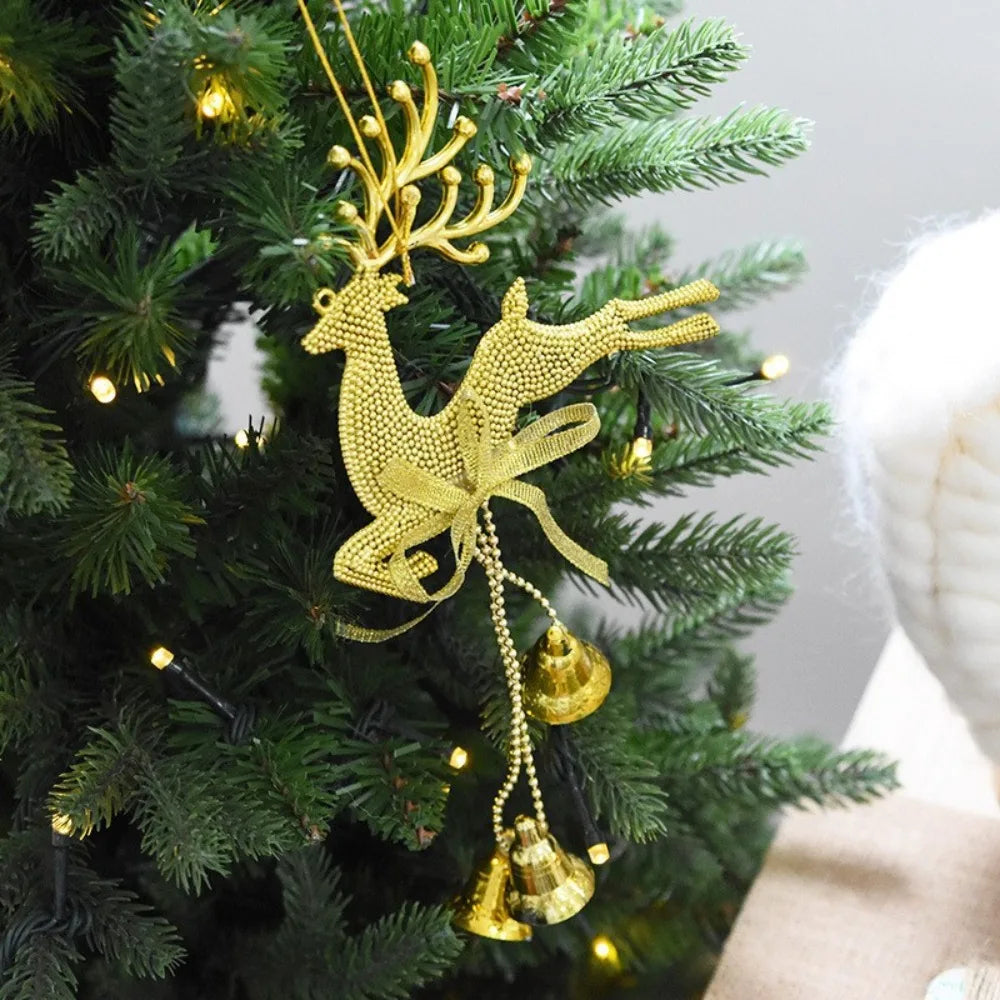 Christmas Tree Hanging Ornaments Christmas Deer Gold Pendants New Year Party Home Xmas Tree Decorations Kids Toys