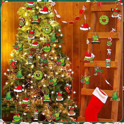 12PCS Christmas-themed decorative ornaments, full of a strong festive atmosphere. They cover a variety of classic Christmas elem