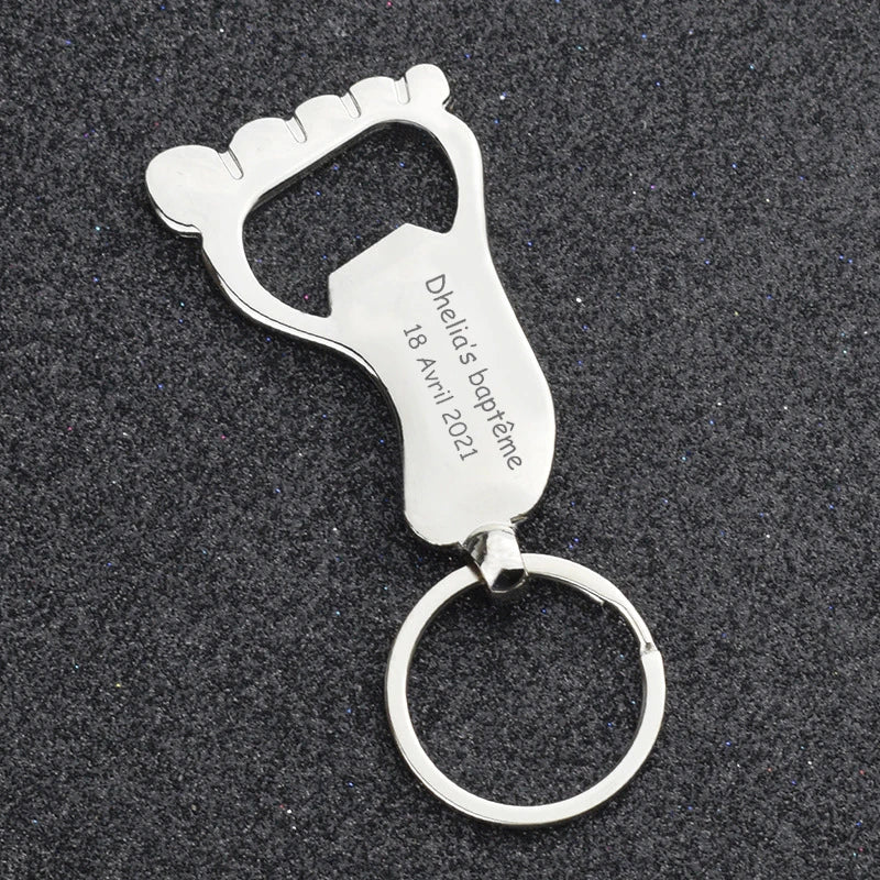 Baptism Gifts for Guests Christening Souvenirs Personalized Foot Shaped Keychain Bottle Openers 1st Birthday Favors