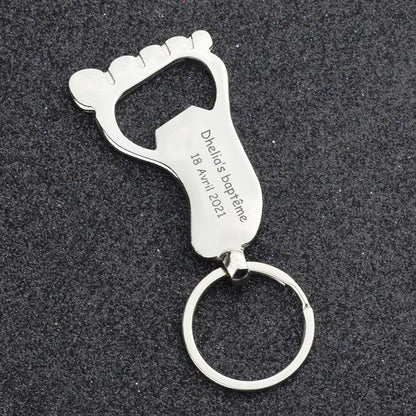 Baptism Gifts for Guests Christening Souvenirs Personalized Foot Shaped Keychain Bottle Openers 1st Birthday Favors