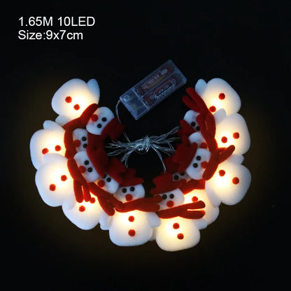 Christmas LED String Lights Santa Claus Snowflakes Snowman Xmas Tree Fairy Lights Garland Christmas Decorations for Home Navidad