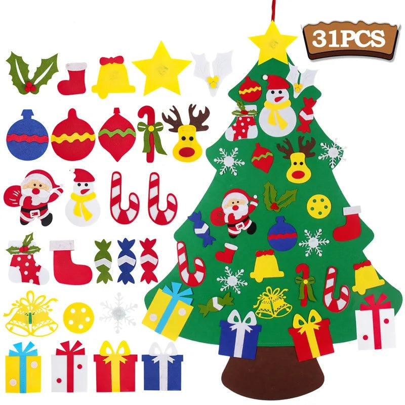 Kids DIY Felt Christmas Tree Merry Christmas Decorations For Home 2025 Christmas Ornaments Navidad 2026 New Year Gifts Xmas Tree