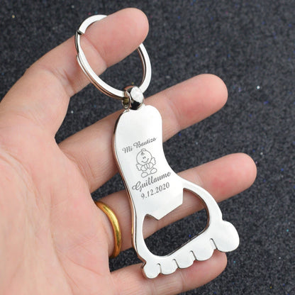 Baptism Gifts for Guests Christening Souvenirs Personalized Foot Shaped Keychain Bottle Openers 1st Birthday Favors