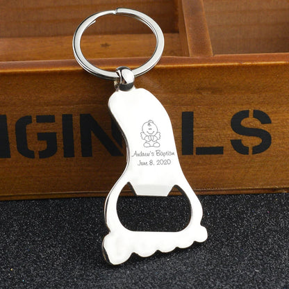 Baptism Gifts for Guests Christening Souvenirs Personalized Foot Shaped Keychain Bottle Openers 1st Birthday Favors
