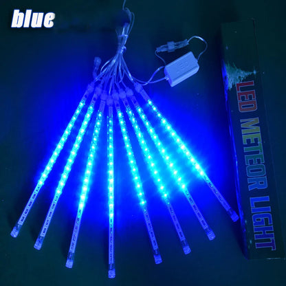 Christmas Lights Outdoor Meteor Shower Lights 8 Tubes Snow Falling Rain Cascading Icicle Lights for Tree Garden Decorations