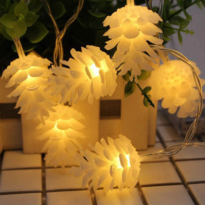 Christmas LED Pine Cone String Lights Battery Powered Decoration