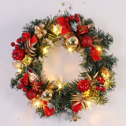 Merry Christmas Decorations For Home LED Glowing Garland Ornaments New Year Artificial Green Leaves Door Decor Hanging Wreath