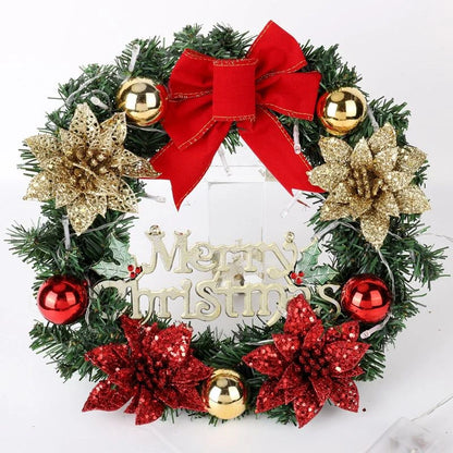 Merry Christmas Decorations For Home LED Glowing Garland Ornaments New Year Artificial Green Leaves Door Decor Hanging Wreath