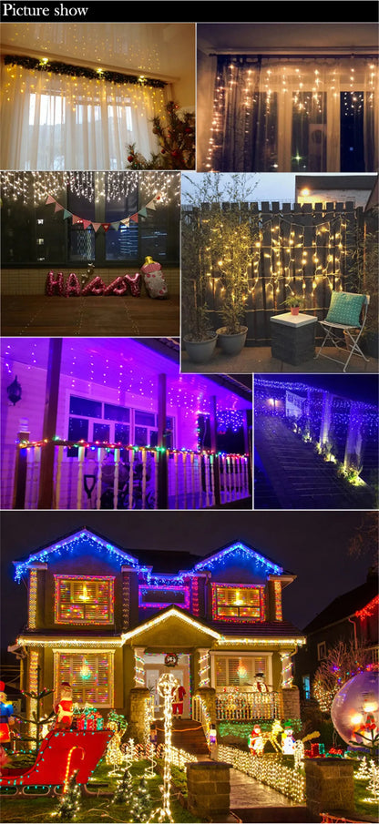 Christmas Lights Waterfall Outdoor Decoration 5M Droop 0.4-0.6m Led Lights Curtain String Lights Party Garden Eaves Decoration