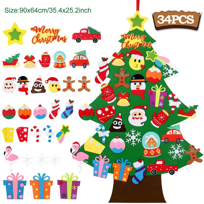 Kids DIY Felt Christmas Tree Merry Christmas Decorations For Home 2025 Christmas Ornaments Navidad 2026 New Year Gifts Xmas Tree