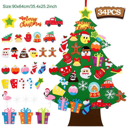 Kids DIY Felt Christmas Tree Merry Christmas Decorations For Home 2025 Christmas Ornaments Navidad 2026 New Year Gifts Xmas Tree