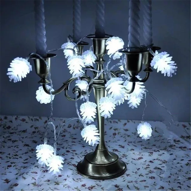 Christmas LED Pine Cone String Lights Battery Powered Decoration