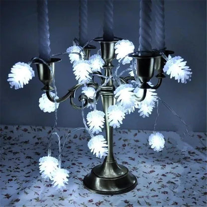 Christmas LED Pine Cone String Lights Battery Powered Decoration
