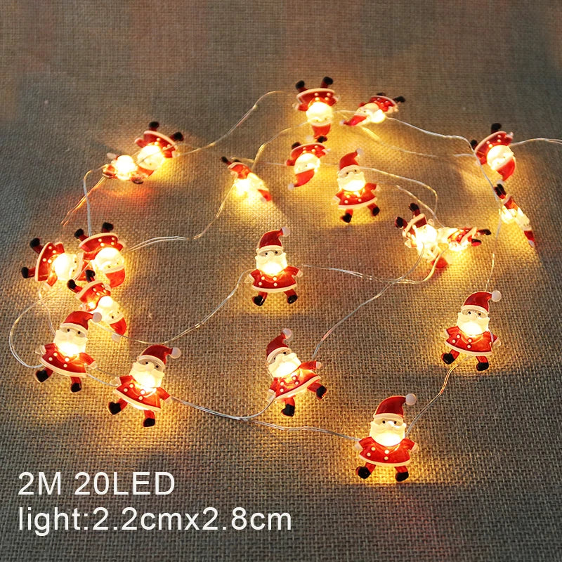 Christmas LED String Lights Santa Claus Snowflakes Snowman Xmas Tree Fairy Lights Garland Christmas Decorations for Home Navidad