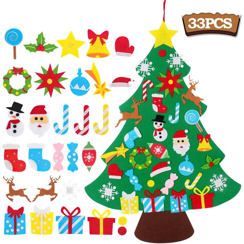 Kids DIY Felt Christmas Tree Merry Christmas Decorations For Home 2025 Christmas Ornaments Navidad 2026 New Year Gifts Xmas Tree