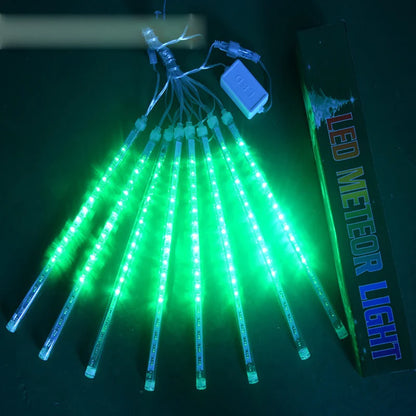 Christmas Lights Outdoor Meteor Shower Lights 8 Tubes Snow Falling Rain Cascading Icicle Lights for Tree Garden Decorations