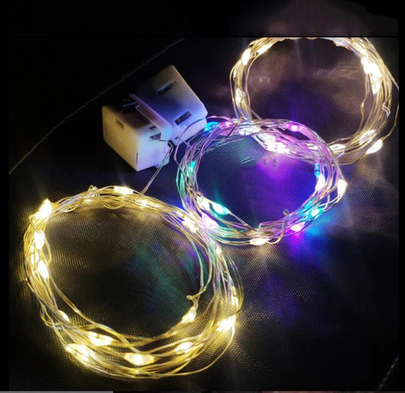 Battery Powered Christmas Decoration String Lights 3Mode Holiday RGB Coloful Fairy Light for Room Copper Wire Bottle Light Strip