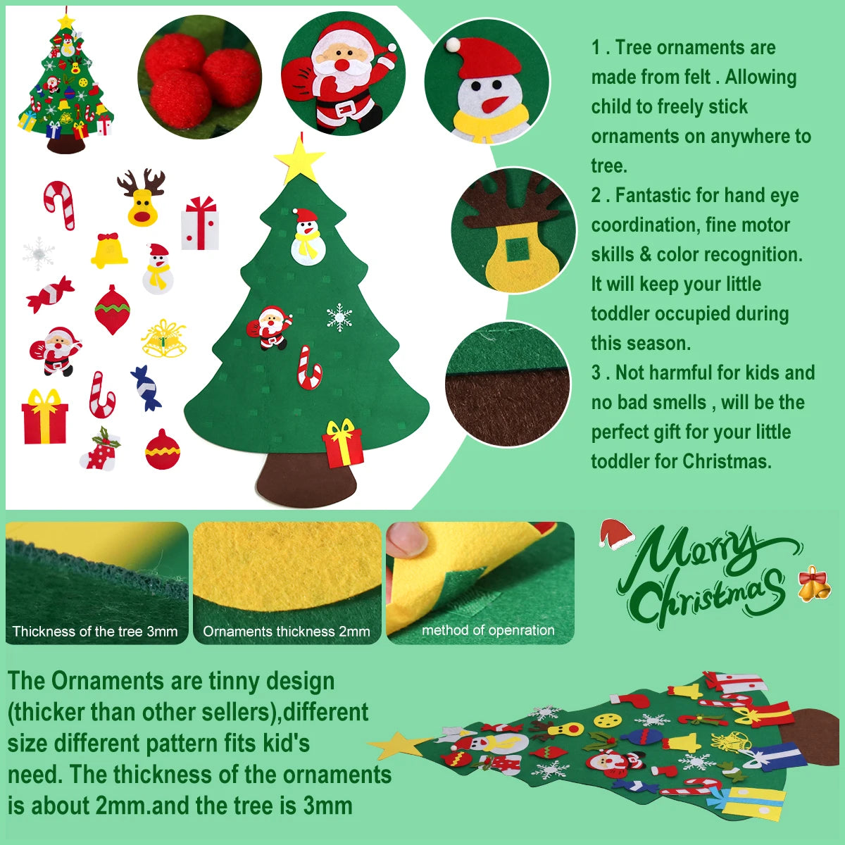 Kids DIY Felt Christmas Tree Merry Christmas Decorations For Home 2025 Christmas Ornaments Navidad 2026 New Year Gifts Xmas Tree