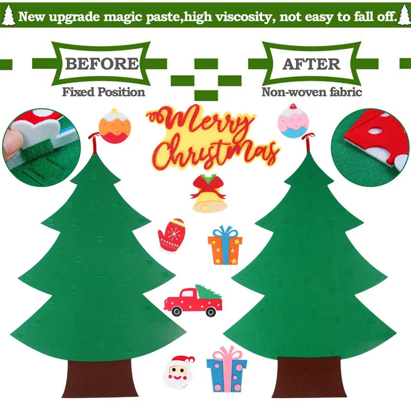 Kids DIY Felt Christmas Tree Merry Christmas Decorations For Home 2025 Christmas Ornaments Navidad 2026 New Year Gifts Xmas Tree