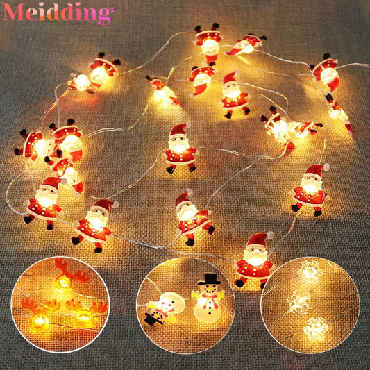 Christmas LED String Lights Santa Claus Snowflakes Snowman Xmas Tree Fairy Lights Garland Christmas Decorations for Home Navidad