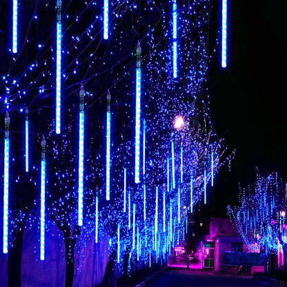 Christmas Lights Outdoor Meteor Shower Lights 8 Tubes Snow Falling Rain Cascading Icicle Lights for Tree Garden Decorations