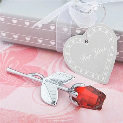 New Valentine's Day Lovers' Gift  X'mas Favors Souvenir Crystal Glass Rose Flower Figurines Craft Wedding Decoration Ornaments