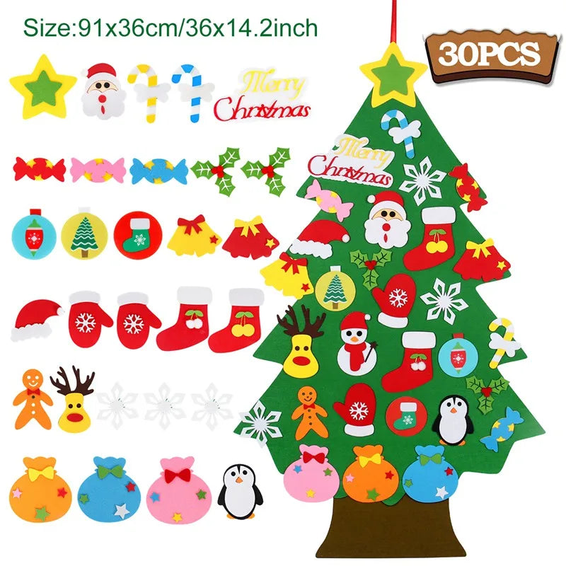 Kids DIY Felt Christmas Tree Merry Christmas Decorations For Home 2025 Christmas Ornaments Navidad 2026 New Year Gifts Xmas Tree
