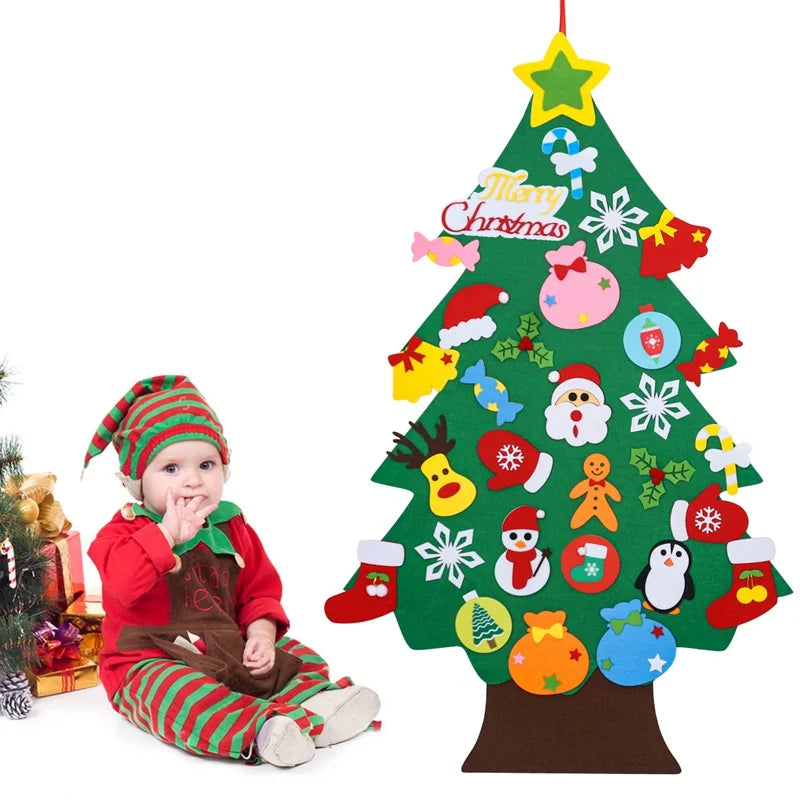 Kids DIY Felt Christmas Tree Merry Christmas Decorations For Home 2025 Christmas Ornaments Navidad 2026 New Year Gifts Xmas Tree