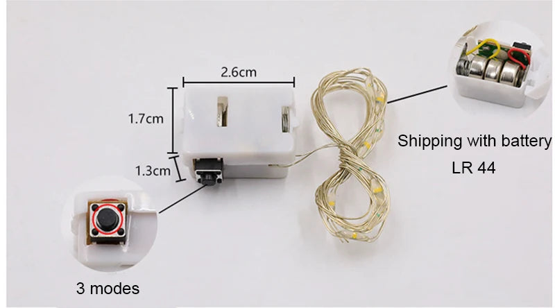 Battery Powered Christmas Decoration String Lights 3Mode Holiday RGB Coloful Fairy Light for Room Copper Wire Bottle Light Strip