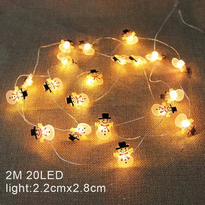 Christmas LED String Lights Santa Claus Snowflakes Snowman Xmas Tree Fairy Lights Garland Christmas Decorations for Home Navidad