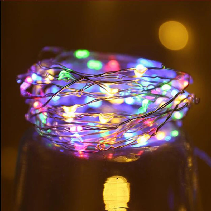 Battery Powered Christmas Decoration String Lights 3Mode Holiday RGB Coloful Fairy Light for Room Copper Wire Bottle Light Strip