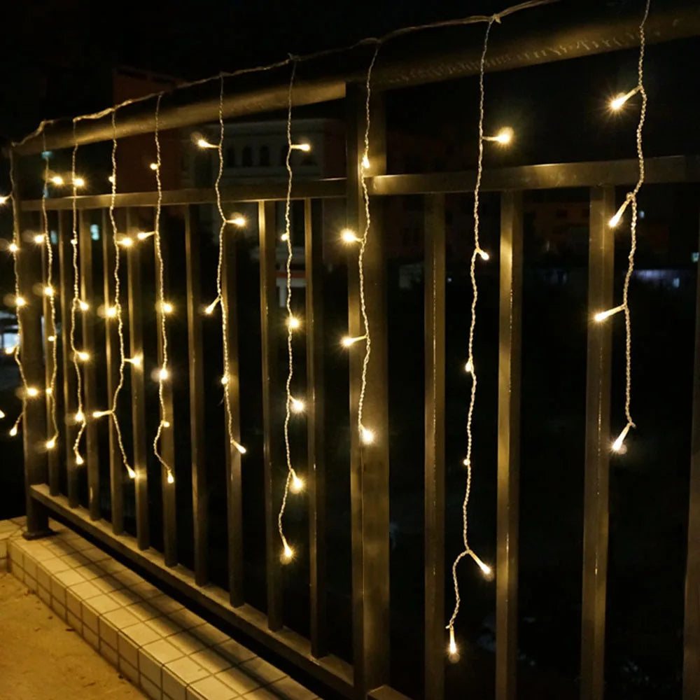 Christmas Lights Outdoor Decoration 3.5m Droop 0.4-0.6m Led Curtain Icicle String Lights New Year Wedding Party Garland Light