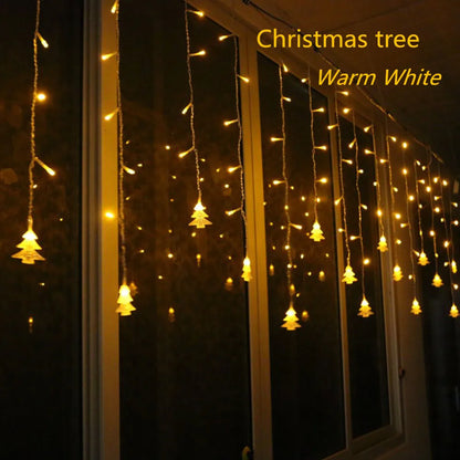 Christmas Lights Outdoor Decoration 3.5m Droop 0.4-0.6m Led Curtain Icicle String Lights New Year Wedding Party Garland Light