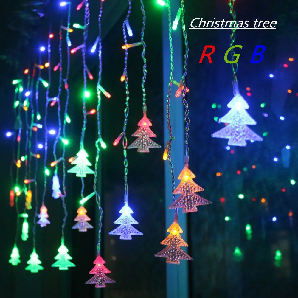 Christmas Lights Outdoor Decoration 3.5m Droop 0.4-0.6m Led Curtain Icicle String Lights New Year Wedding Party Garland Light