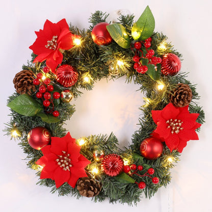 Merry Christmas Decorations For Home LED Glowing Garland Ornaments New Year Artificial Green Leaves Door Decor Hanging Wreath