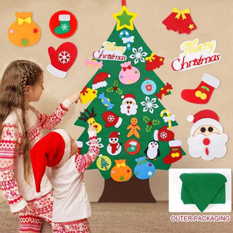 Kids DIY Felt Christmas Tree Merry Christmas Decorations For Home 2025 Christmas Ornaments Navidad 2026 New Year Gifts Xmas Tree