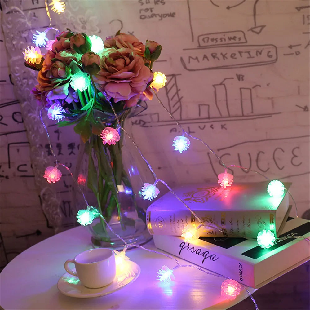 Christmas LED Pine Cone String Lights Battery Powered Decoration