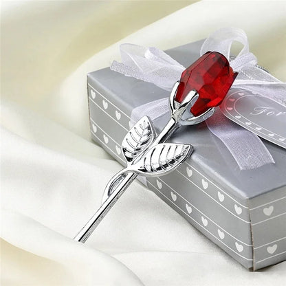 New Valentine's Day Lovers' Gift  X'mas Favors Souvenir Crystal Glass Rose Flower Figurines Craft Wedding Decoration Ornaments